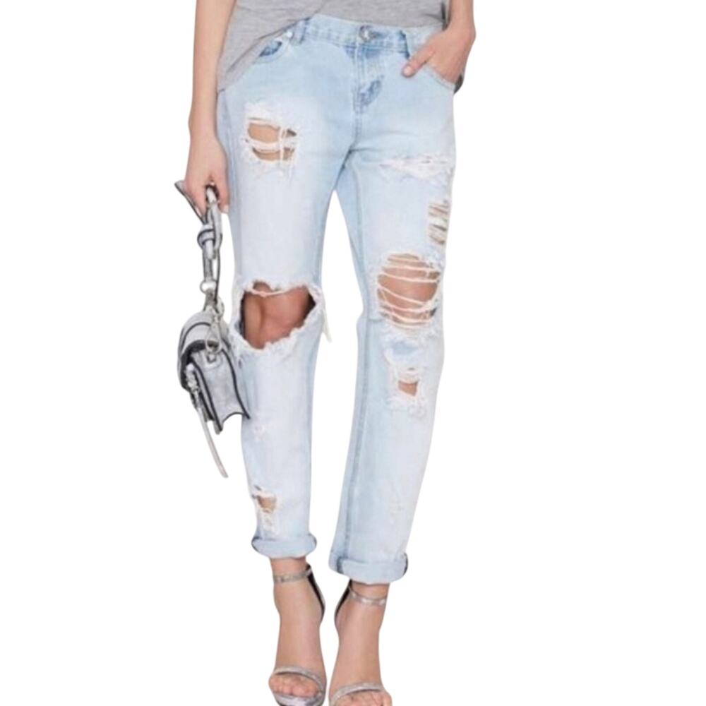One Teaspoon Awesome Baggies Jeans 25 Distressed Low Rise Baggy Boyfriend Ripped